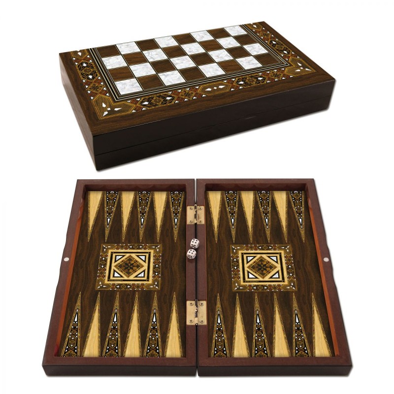 Antique Tiny Mosaic Pearl Backgammon